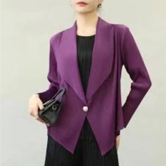 Giorgio Armani Purple Silk/Linen Jacket EUC sz 22/ EU 48 - Picture 8 of 8